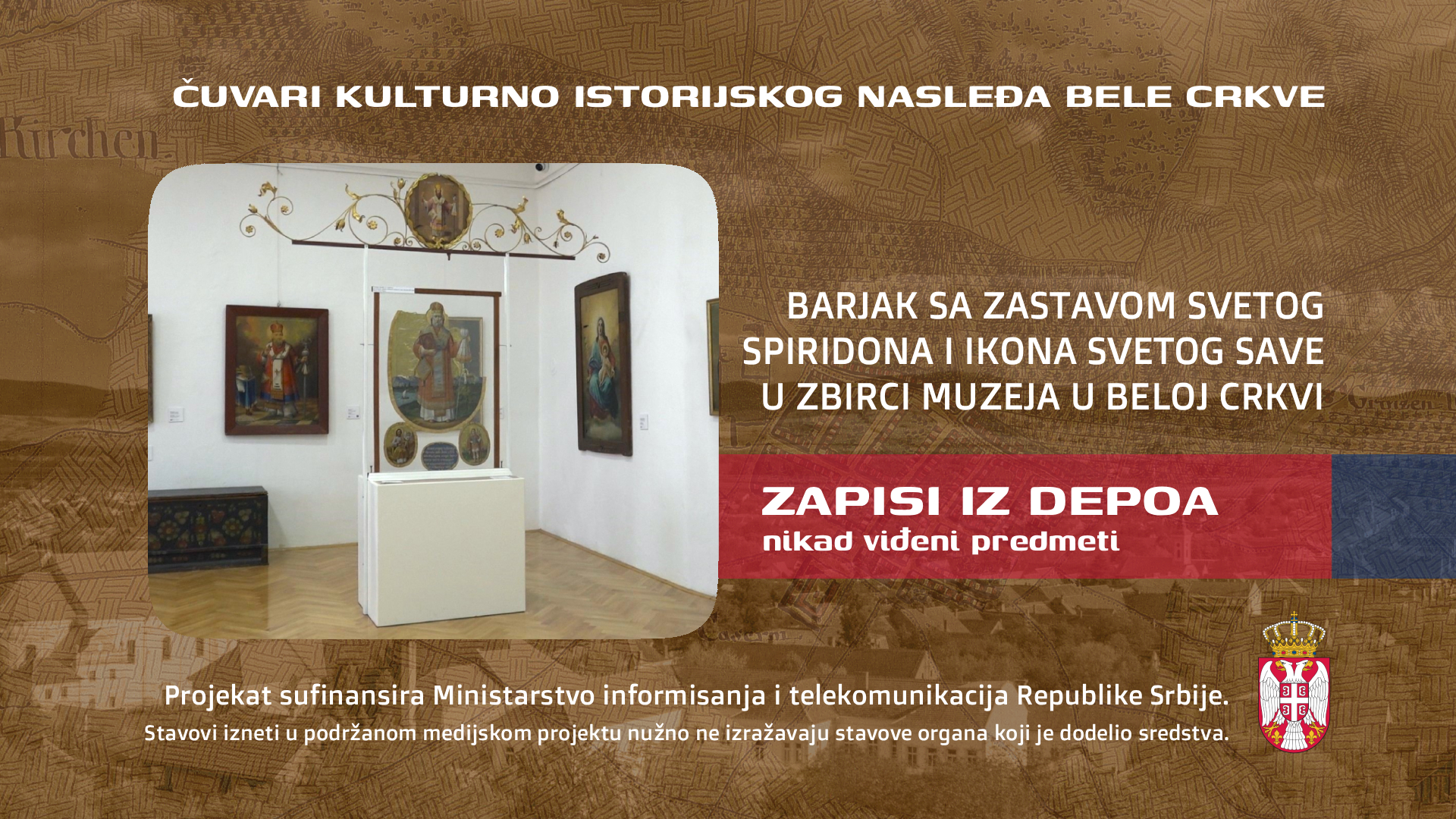 Barjak sa zastavom Svetog Spiridona i ikona Svetog Save u zbirci Muzeja u Beloj Crkvi